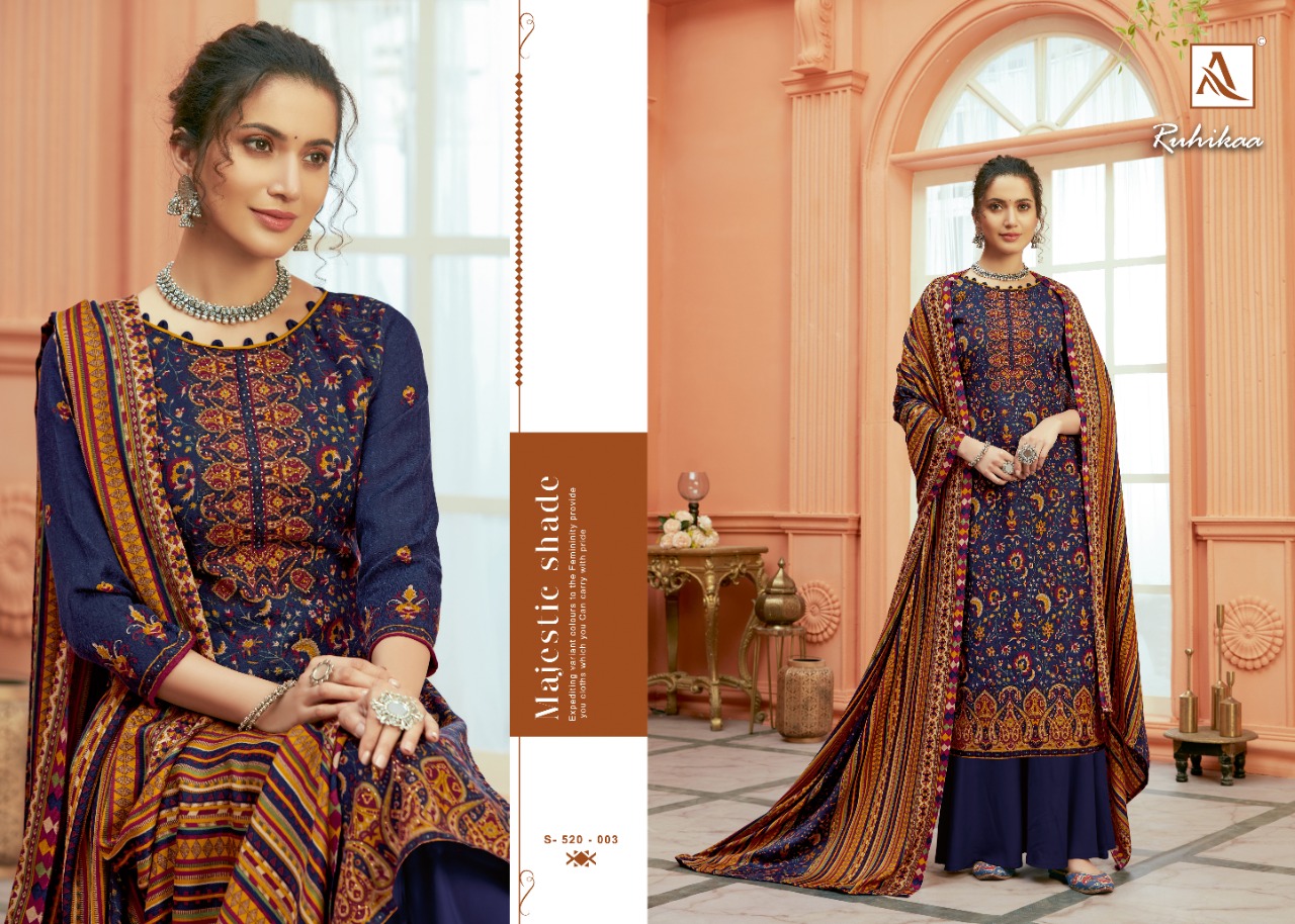 Alok Ruhikaa Pure Wool Pashmina Designer Dress Material Catalog
