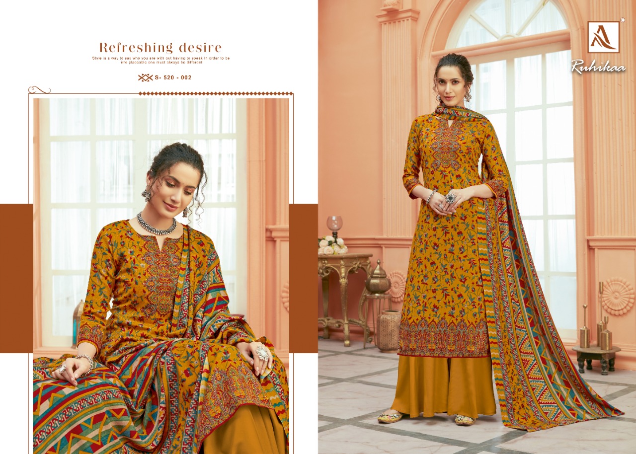 Alok Ruhikaa Pure Wool Pashmina Designer Dress Material Catalog