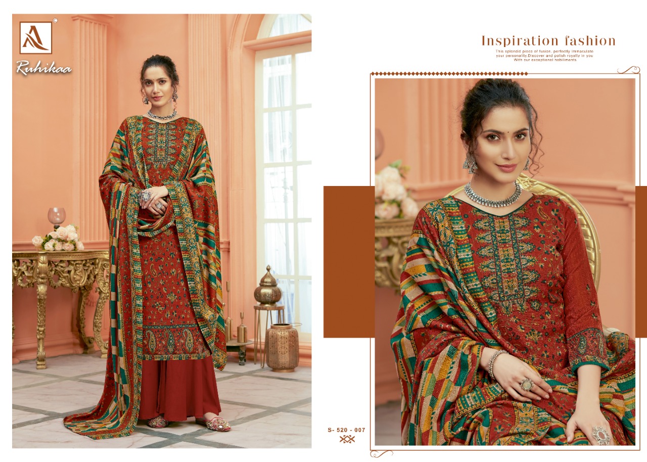 Alok Ruhikaa Pure Wool Pashmina Designer Dress Material Catalog