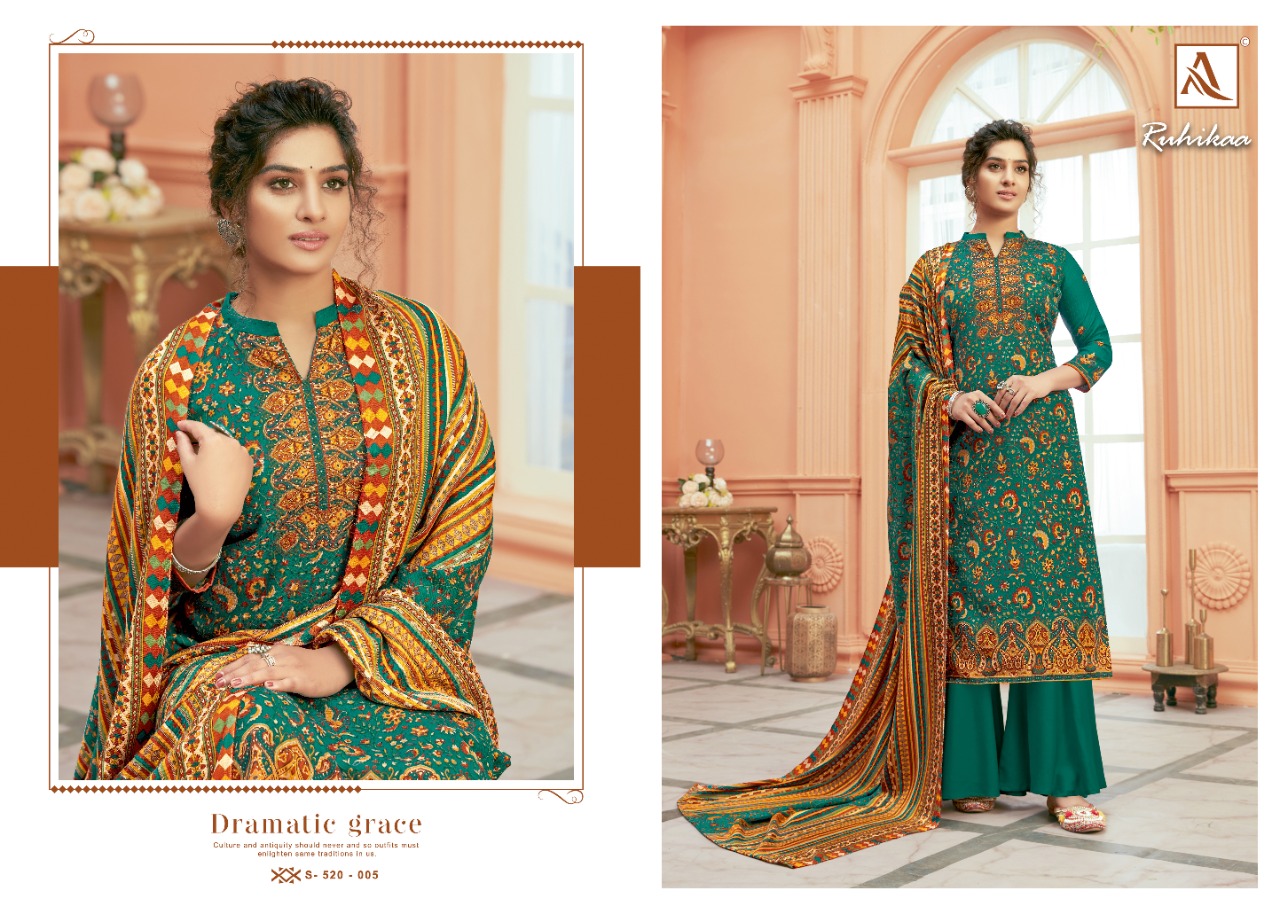 Alok Ruhikaa Pure Wool Pashmina Designer Dress Material Catalog