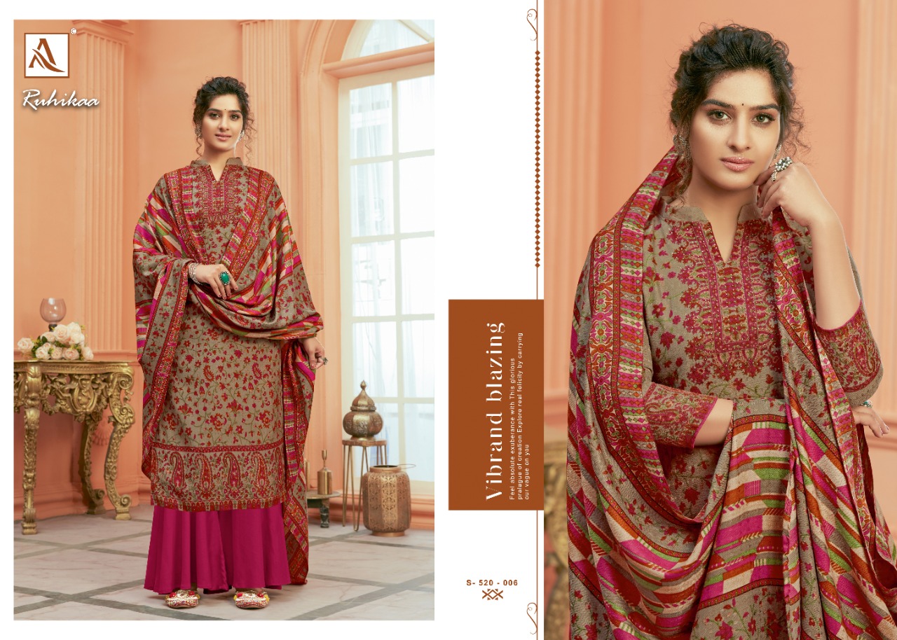 Alok Ruhikaa Pure Wool Pashmina Designer Dress Material Catalog