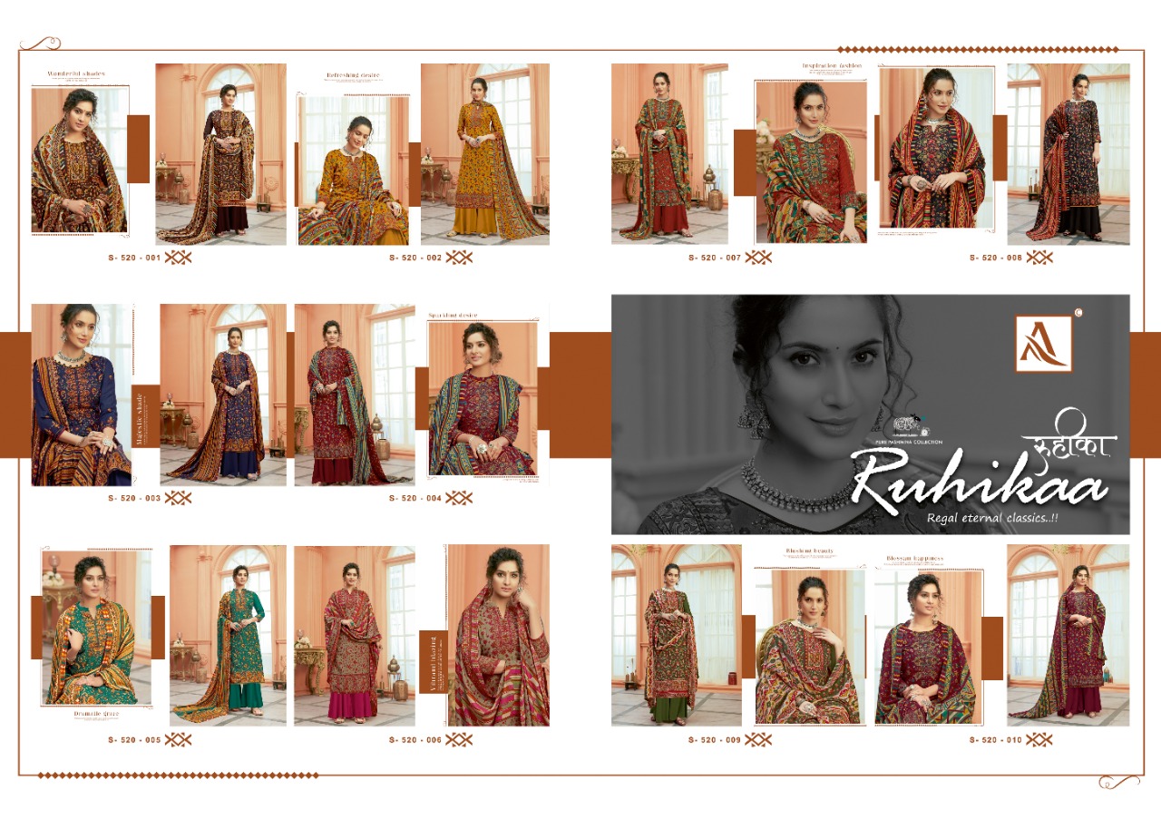 Alok Ruhikaa Pure Wool Pashmina Designer Dress Material Catalog