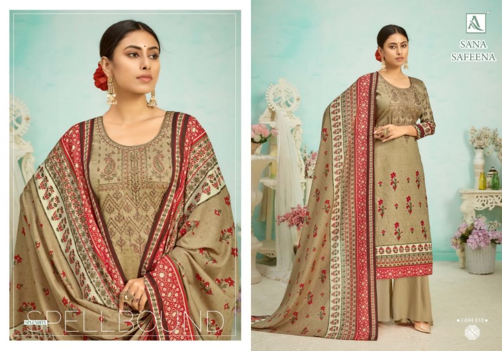 Alok Sana Safeena Designer Cotton Embroidery Salwar Suits Catalog