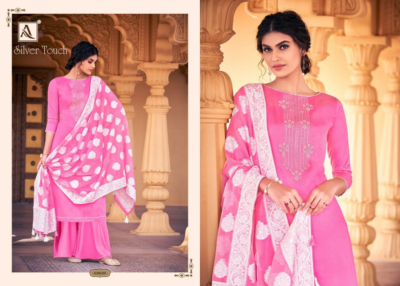Alok  Silver Touch Dress Material Wholesale With Low Rate
