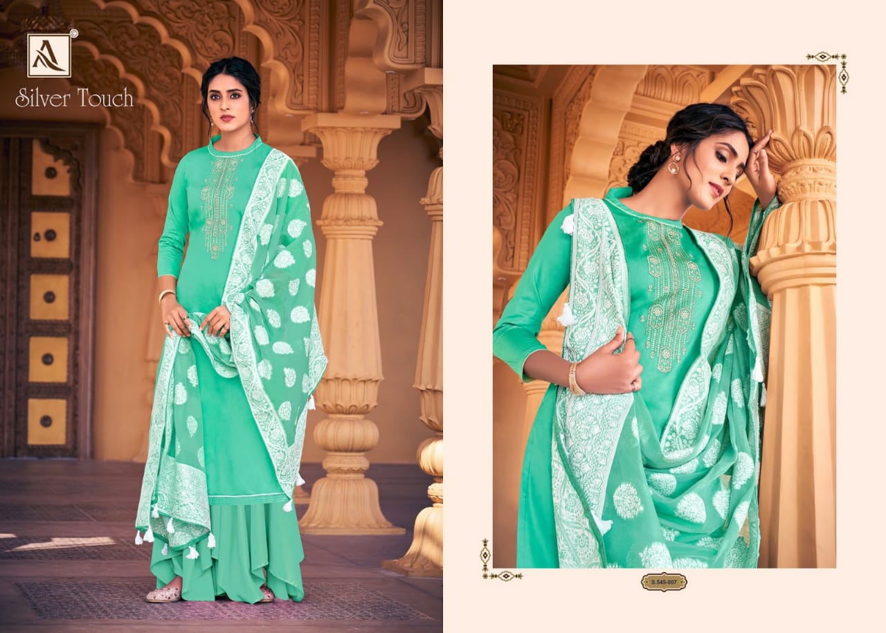 Alok  Silver Touch Dress Material Wholesale With Low Rate