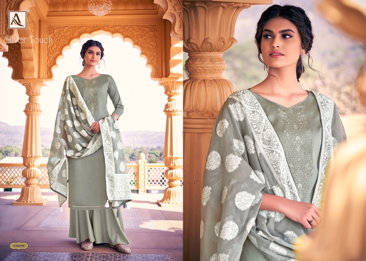 Alok  Silver Touch Dress Material Wholesale With Low Rate