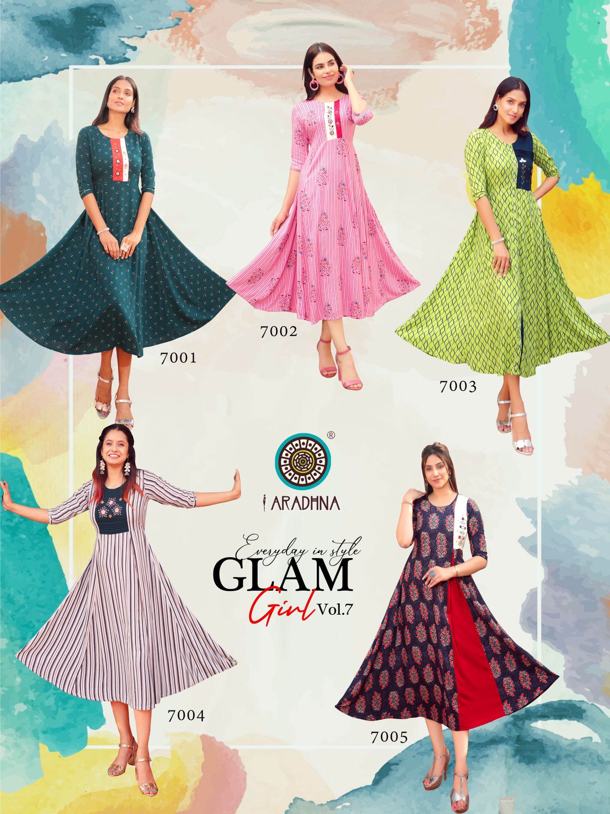 Aradhna Glam Girl Vol  7 Rayon Printed Designer Long Kurti Catalog