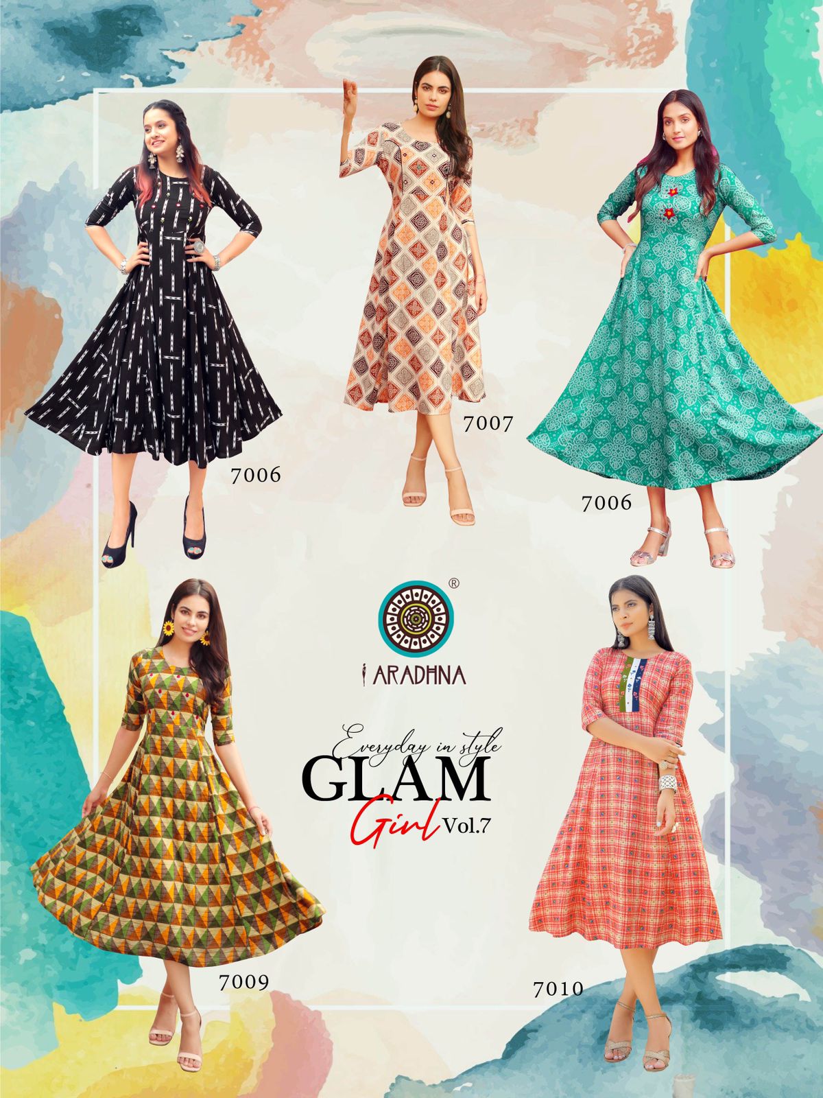 Aradhna Glam Girl Vol  7 Rayon Printed Designer Long Kurti Catalog