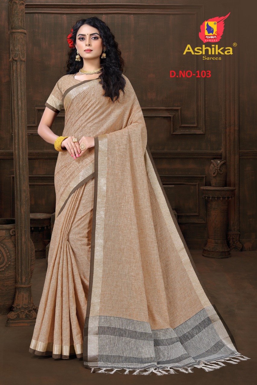 Ashika  Matka Linen Party Wear Designer Saree  Catalog