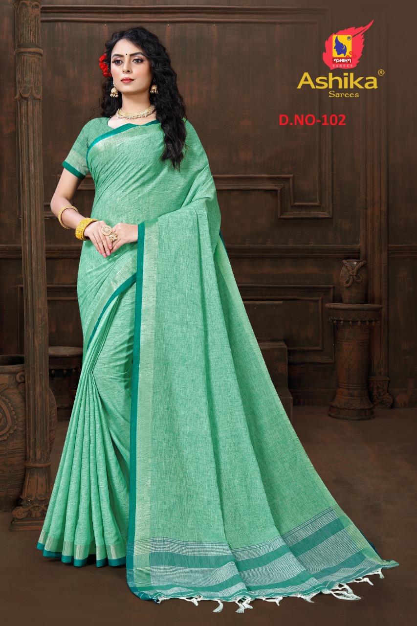 Ashika  Matka Linen Party Wear Designer Saree  Catalog
