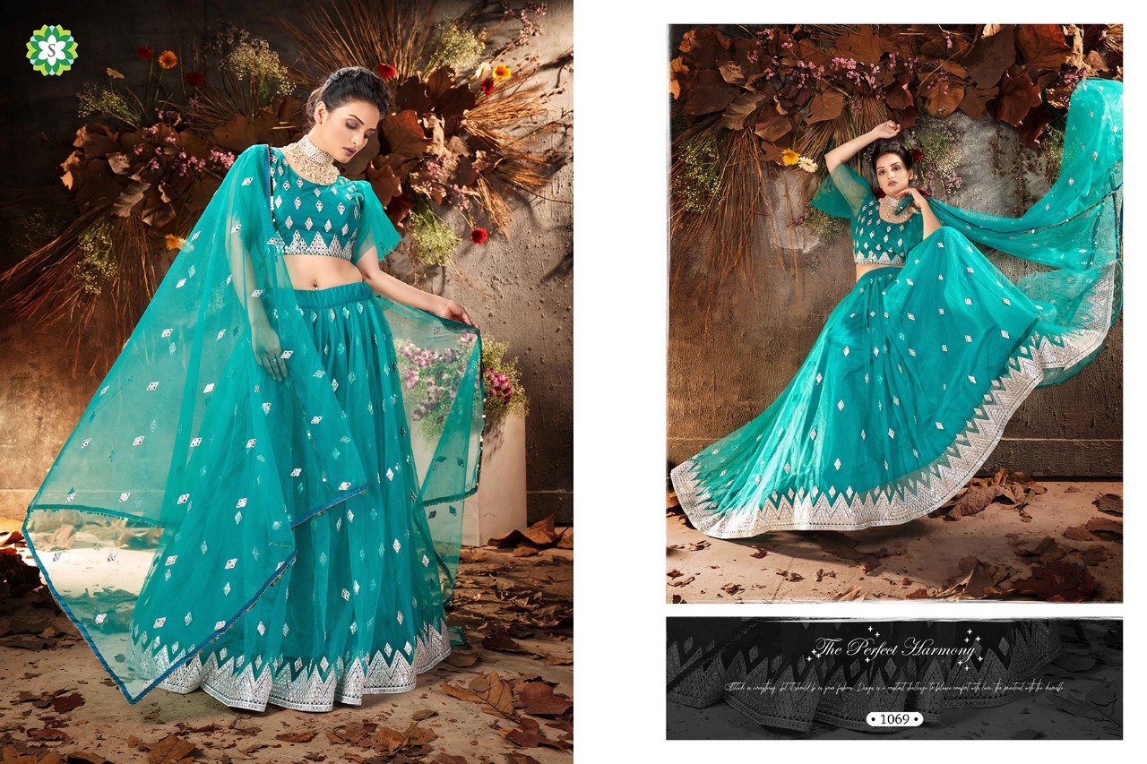Blossom 1069 Buy Sky Blue Lehengas Online At Best Prices