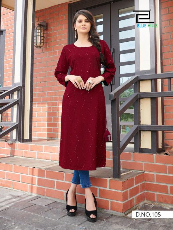 Blue Hills Elili Vol 1 Rayon Embroidery Kurti Catalog