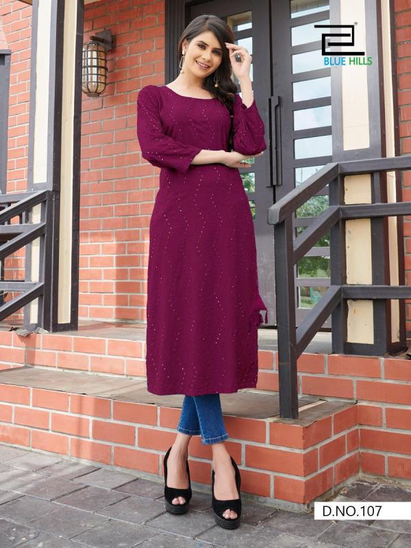 Blue Hills Elili Vol 1 Rayon Embroidery Kurti Catalog