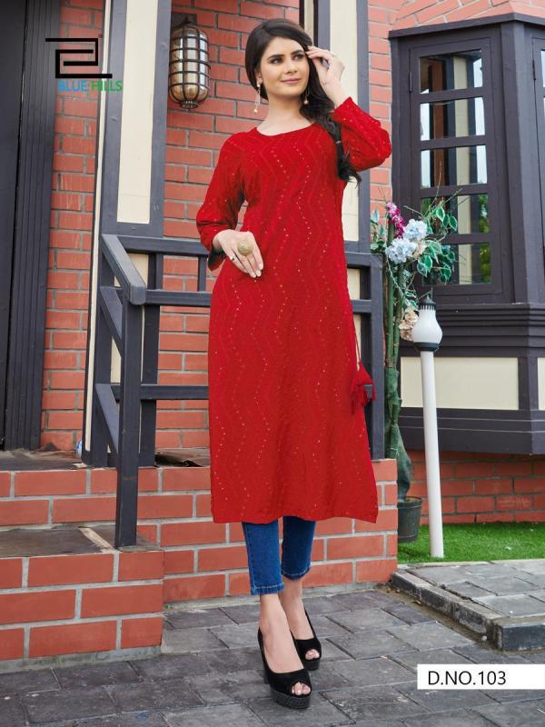 Blue Hills Elili Vol 1 Rayon Embroidery Kurti Catalog