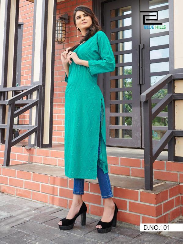 Blue Hills Elili Vol 1 Rayon Embroidery Kurti Catalog