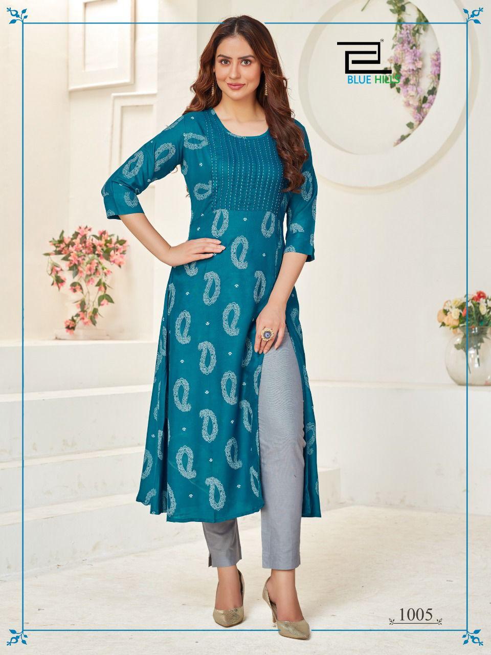 Blue Hills First Date Vol 3 Designer Long Printed Kurti Catalog