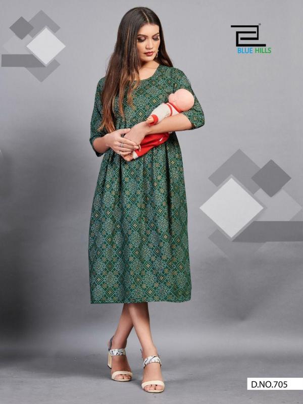 Blue Hills Good News Vol 8 Designer Rayon Bandhani Printed Feeding Kurti Catalog
