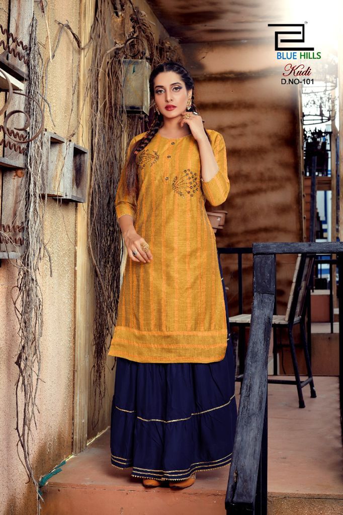 Blue Hills Kudi Vol  1 Designer Printed Kurti With Skirt Catalog