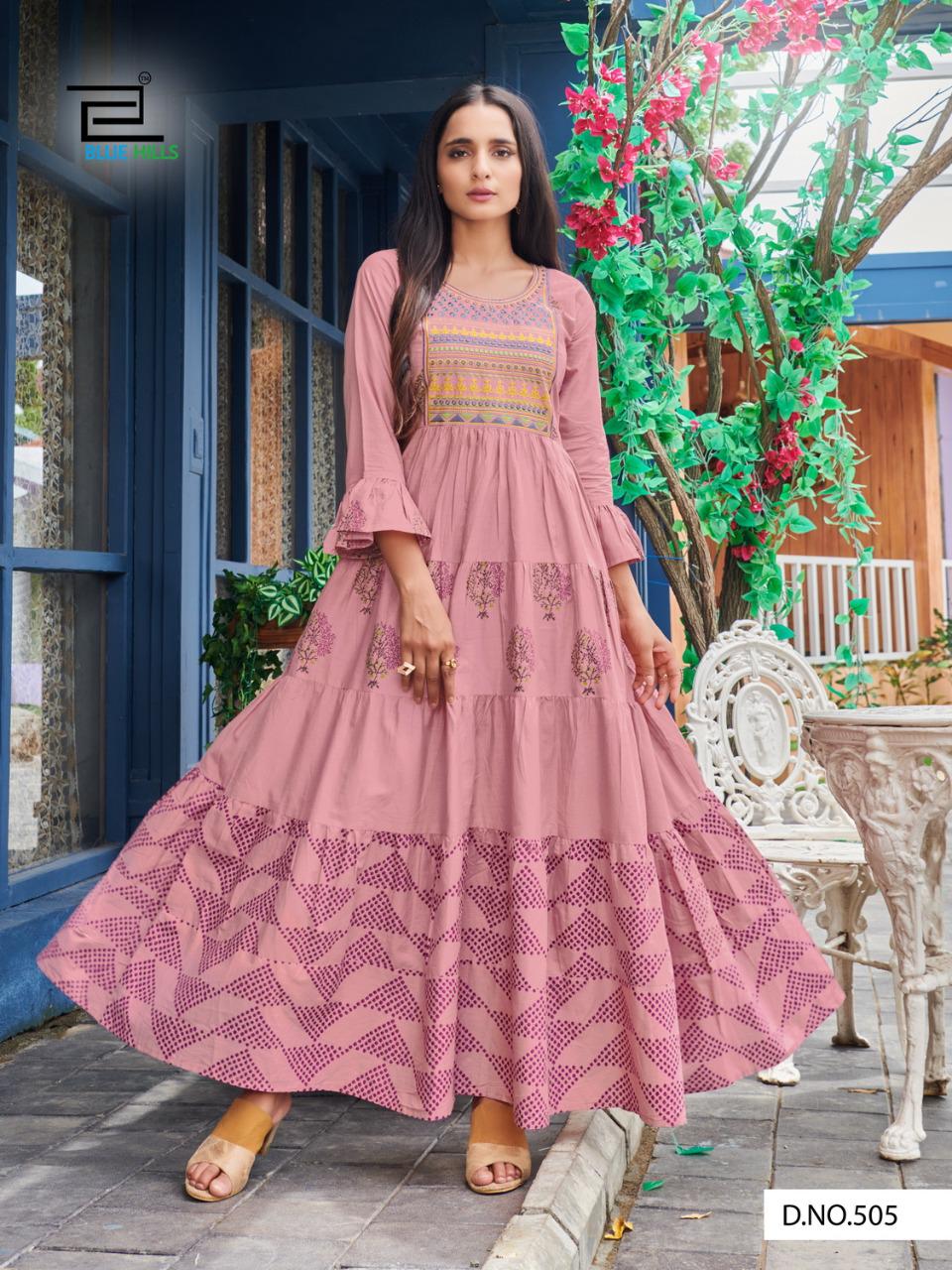 NAYRA VOL 1 BY RADHIKA LIFESTYLE BRAND COTTON PRINT WITH EMBROIDERY AND  HAND WORK NAYRA CUT GOWN KURTI WHOLESALER AND DEALER
