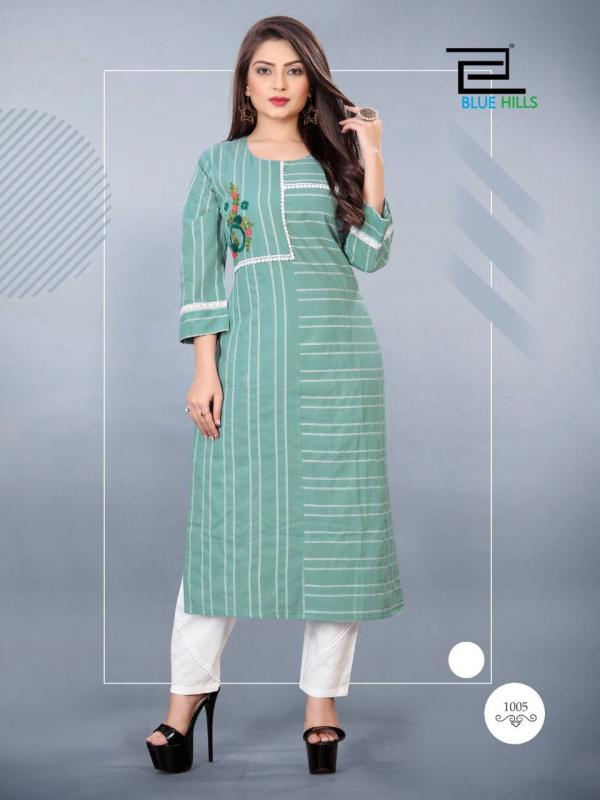 Blue Hills Orchid Cotton  Buy Wholesale Designer Kurti With Bottom In India