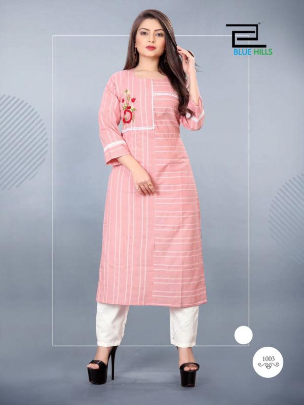 Blue Hills Orchid Cotton  Buy Wholesale Designer Kurti With Bottom In India