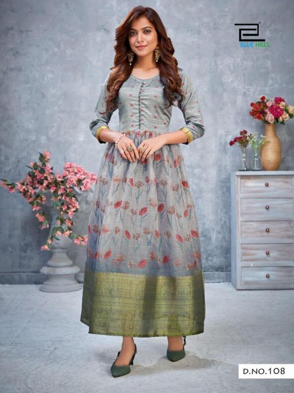 Blue Hills Style  Vol  4  Designer Orgenza Ethnic Wear Kurti Catalog