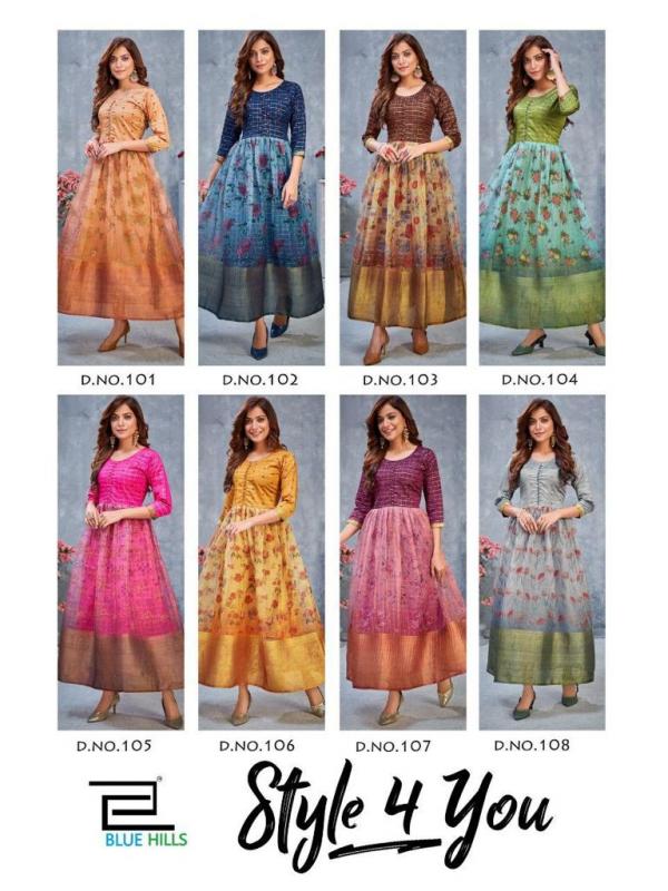 Blue Hills Style  Vol  4  Designer Orgenza Ethnic Wear Kurti Catalog