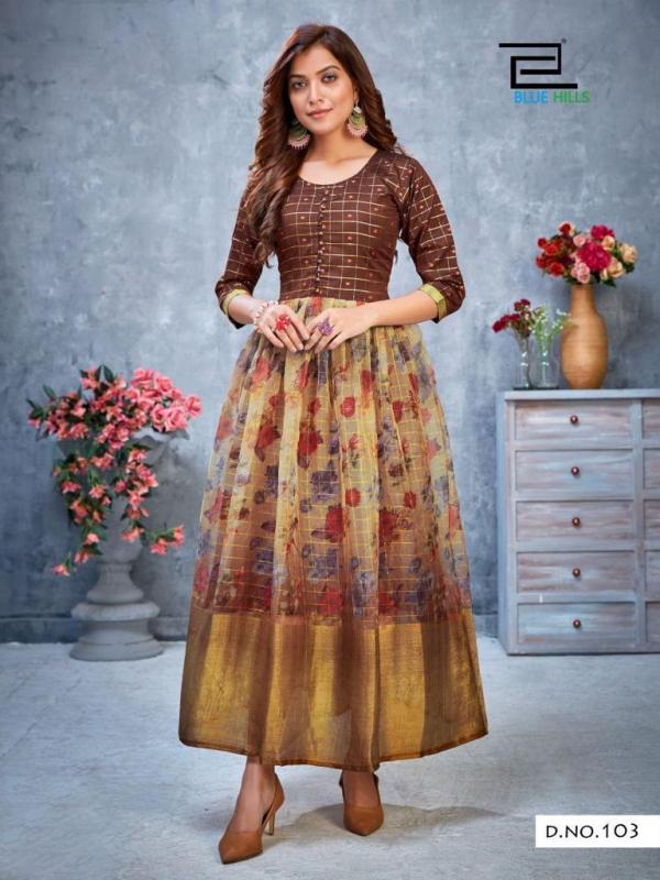 Blue Hills Style  Vol  4  Designer Orgenza Ethnic Wear Kurti Catalog