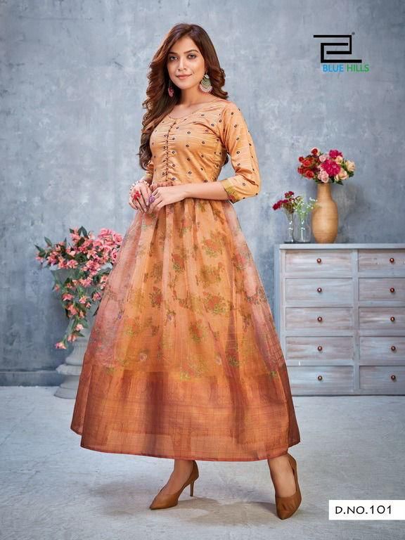 Blue Hills Style  Vol  4  Designer Orgenza Ethnic Wear Kurti Catalog