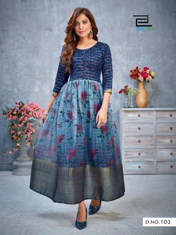 Blue Hills Style  Vol  4  Designer Orgenza Ethnic Wear Kurti Catalog