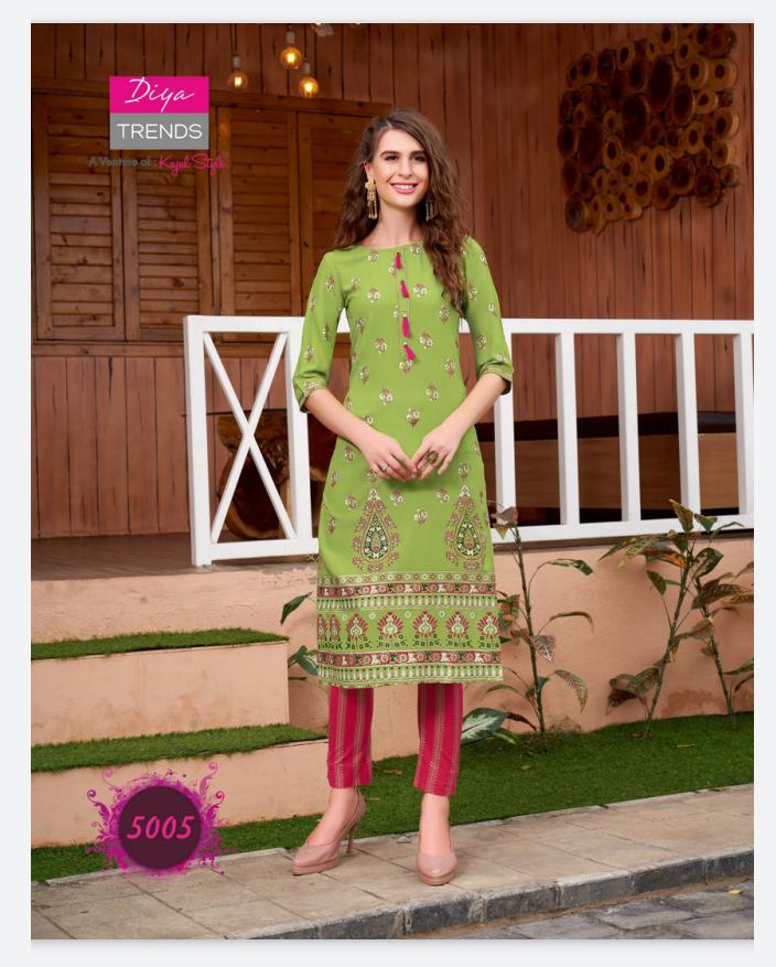Diya Trends Fashionista Vol 1 Ethnic Wear Kurti With Bottom Catalog