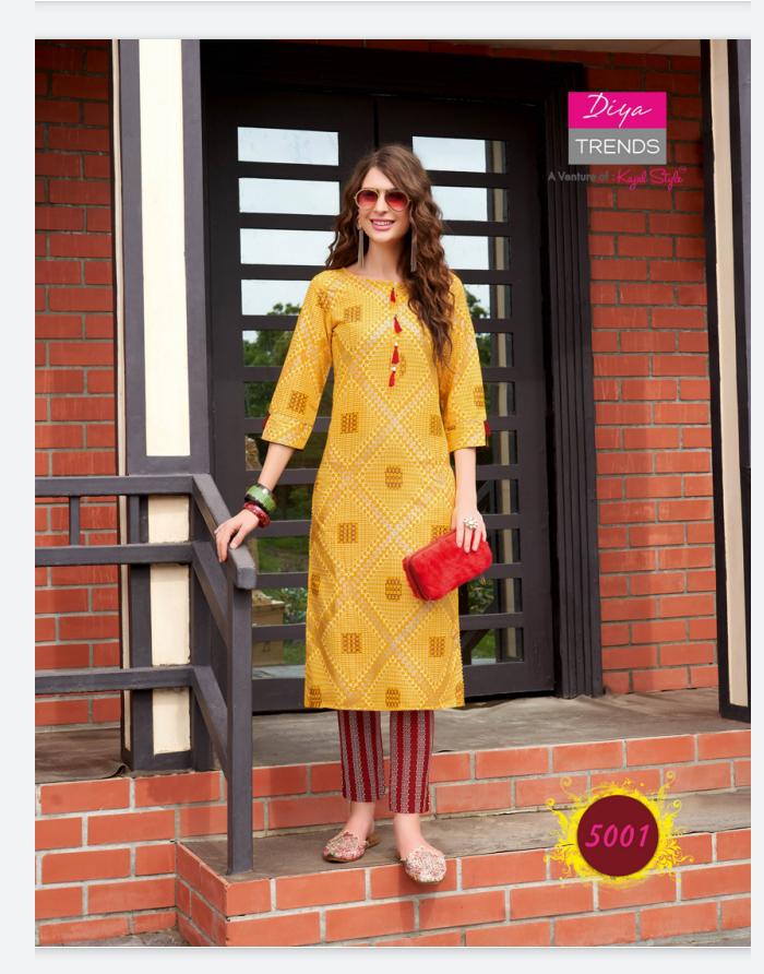 Diya Trends Fashionista Vol 1 Ethnic Wear Kurti With Bottom Catalog
