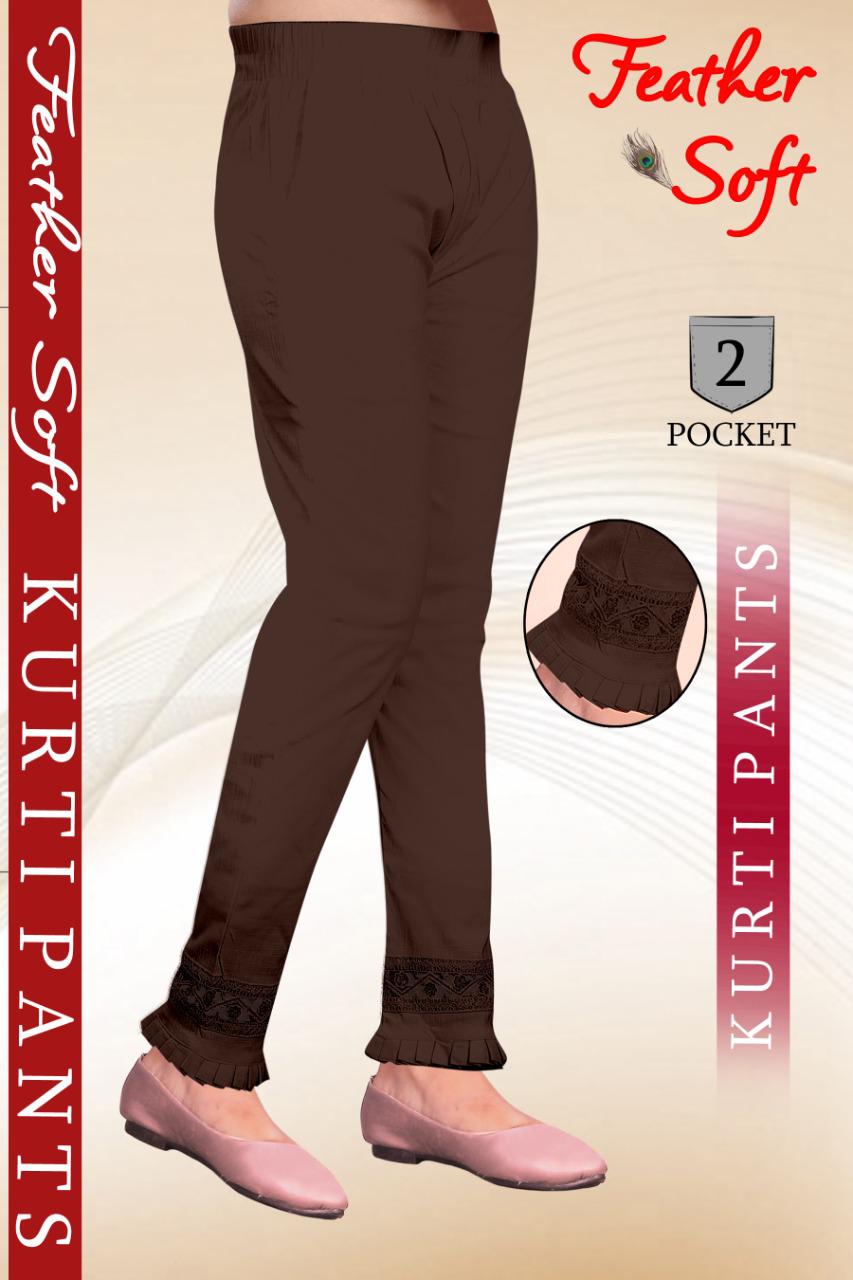 Sf Feather Soft Luckhnowi  Jhalar Lace Pant Rayon Strechable Bottom Wear