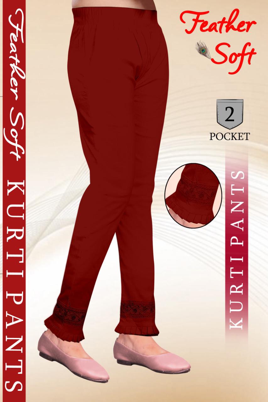 Sf Feather Soft Luckhnowi  Jhalar Lace Pant Rayon Strechable Bottom Wear