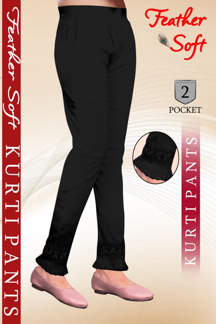 Sf Feather Soft Luckhnowi  Jhalar Lace Pant Rayon Strechable Bottom Wear