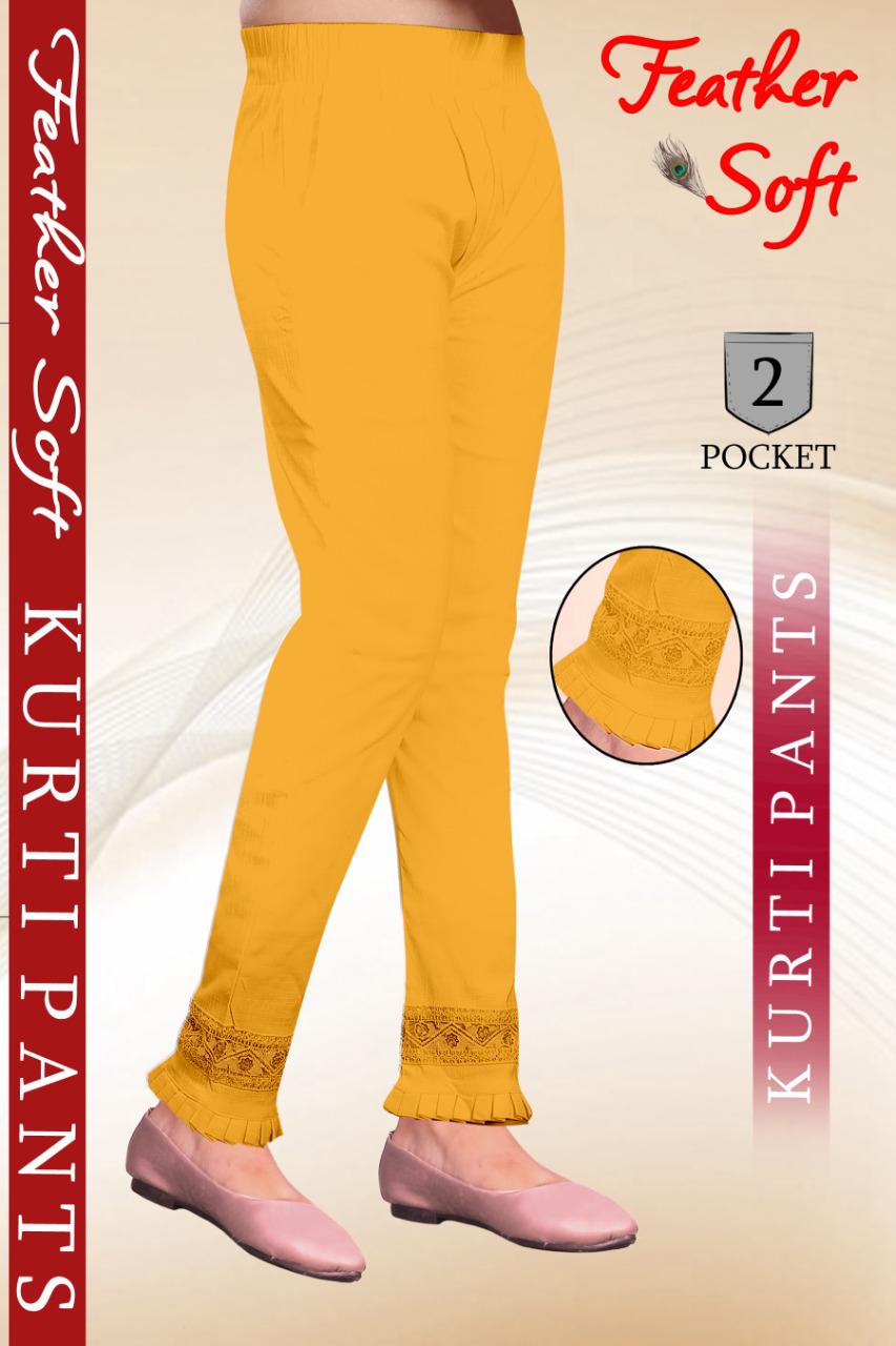 Sf Feather Soft Luckhnowi  Jhalar Lace Pant Rayon Strechable Bottom Wear