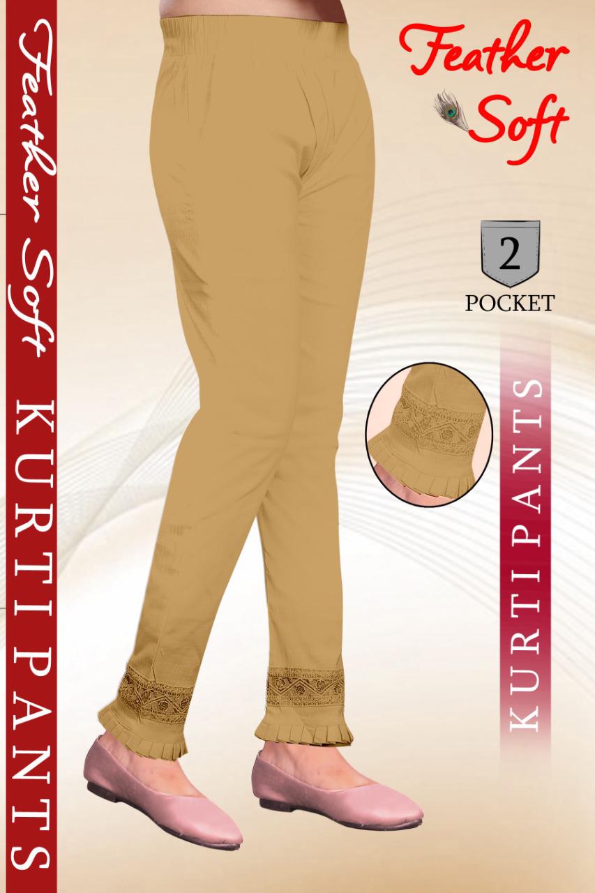 Sf Feather Soft Luckhnowi  Jhalar Lace Pant Rayon Strechable Bottom Wear