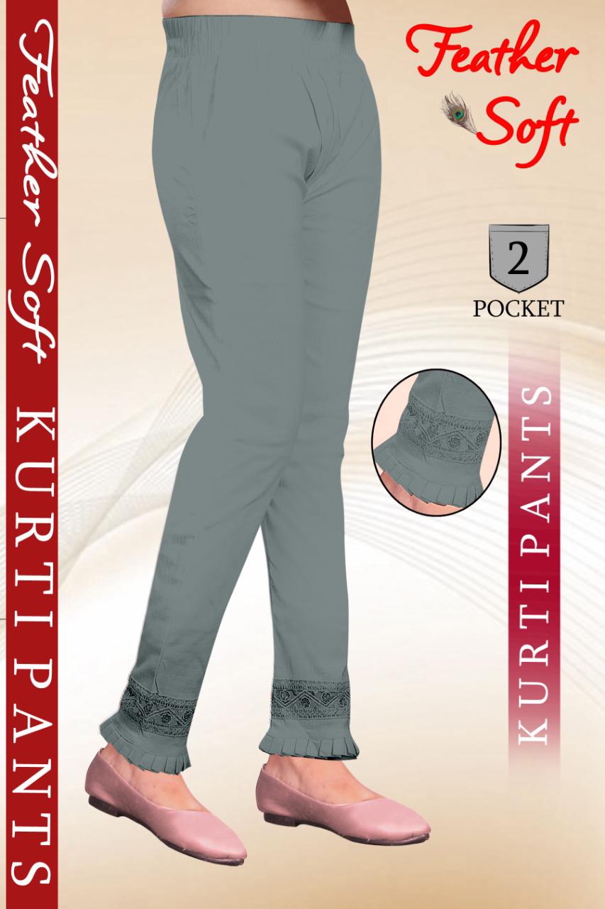 Sf Feather Soft Luckhnowi  Jhalar Lace Pant Rayon Strechable Bottom Wear