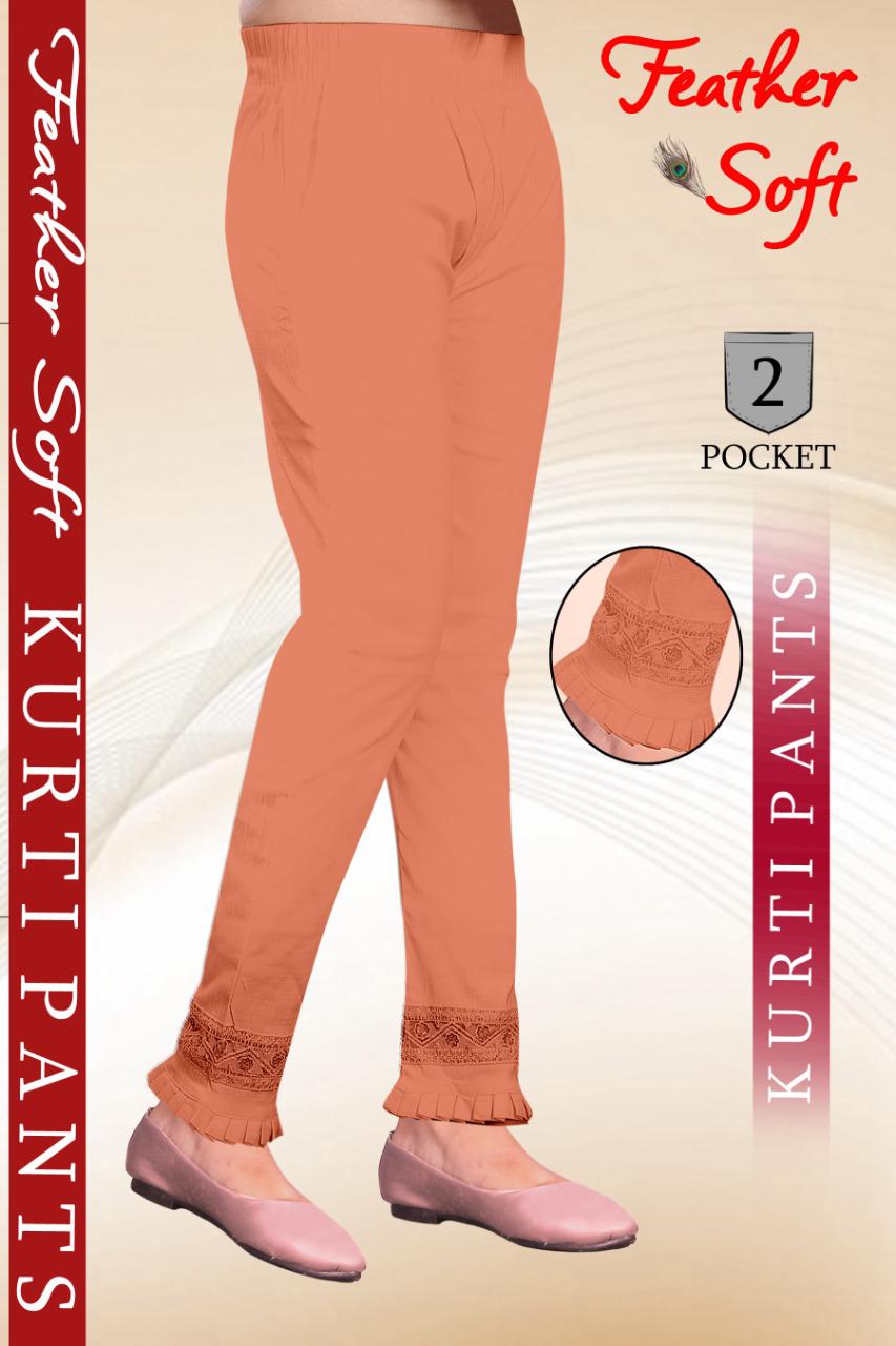 Sf Feather Soft Luckhnowi  Jhalar Lace Pant Rayon Strechable Bottom Wear
