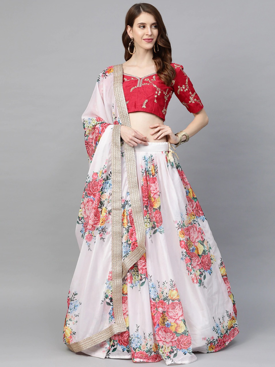 Floral Buy Latest Designer Pink With White Lehenga  Collection