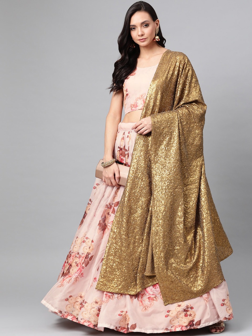 Floral Buy Latest Peach Color Lehenga Choli With Fancy Dupatta  Collection