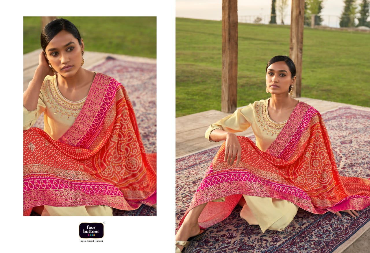 FOUR BUTTONS BASIL 2 DESIGNER COTTON STITCH DOBBY WITH HEAVY EMBROIDERY WORK  KURTIS WHOLESALE