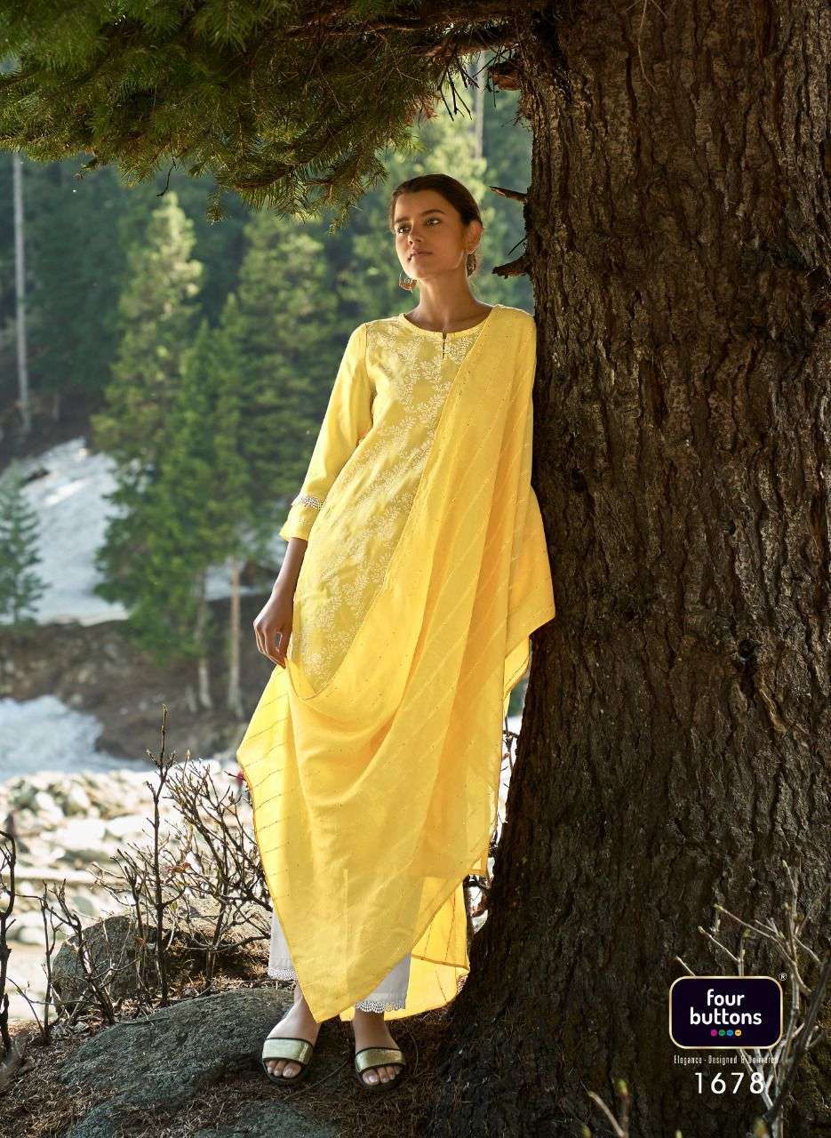 Four Buttons Four Gems Vol4 Viscose Silk With Printed Kurtis With Bottom And Dupatta Catalog