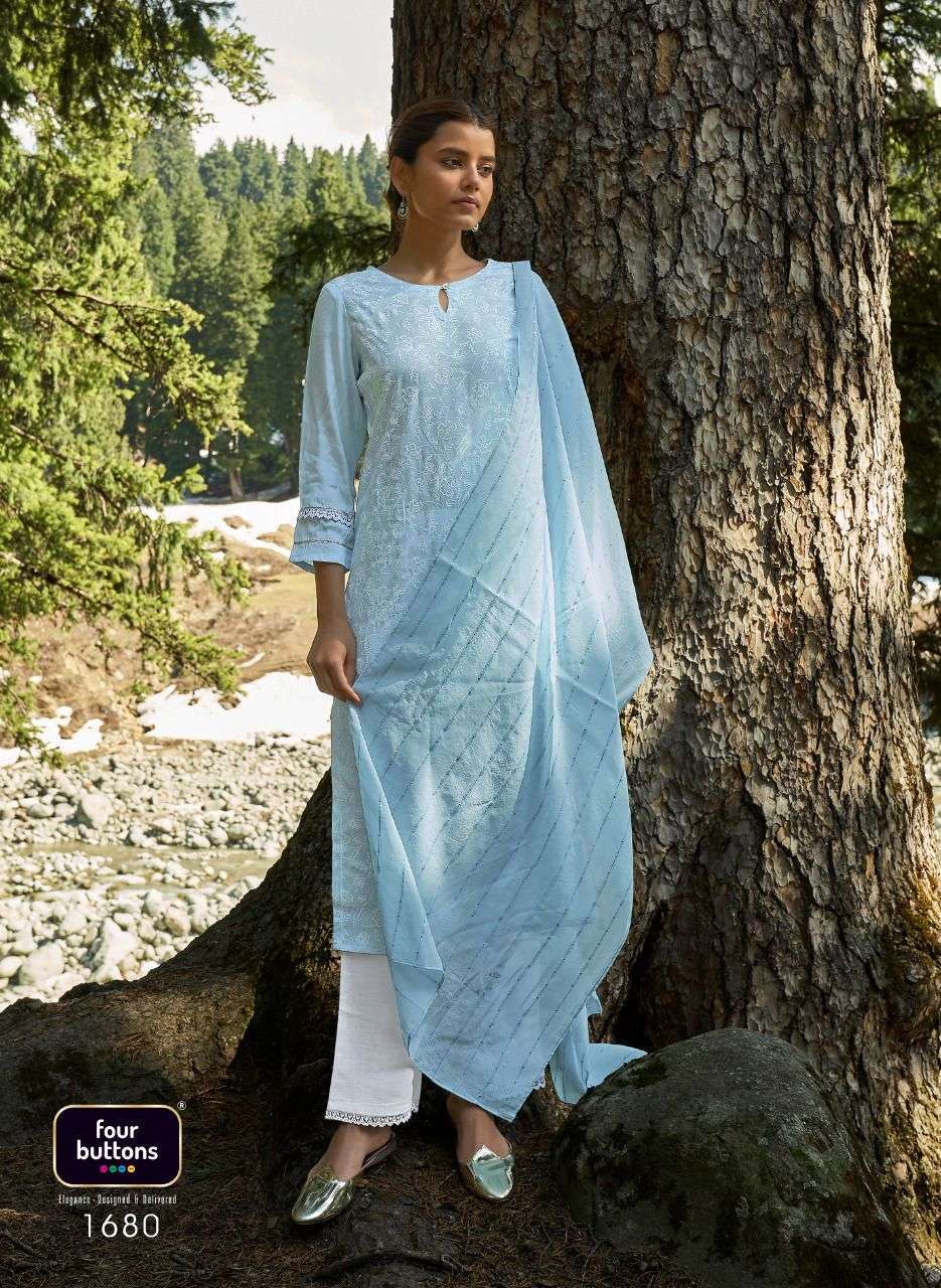 Four Buttons Four Gems Vol4 Viscose Silk With Printed Kurtis With Bottom And Dupatta Catalog