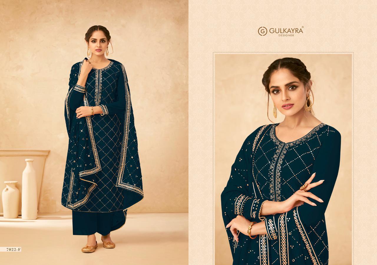 Gulkayra Anvi Gold Real Georgette With Heavy Embroidery Stylish Dress Material Catalog