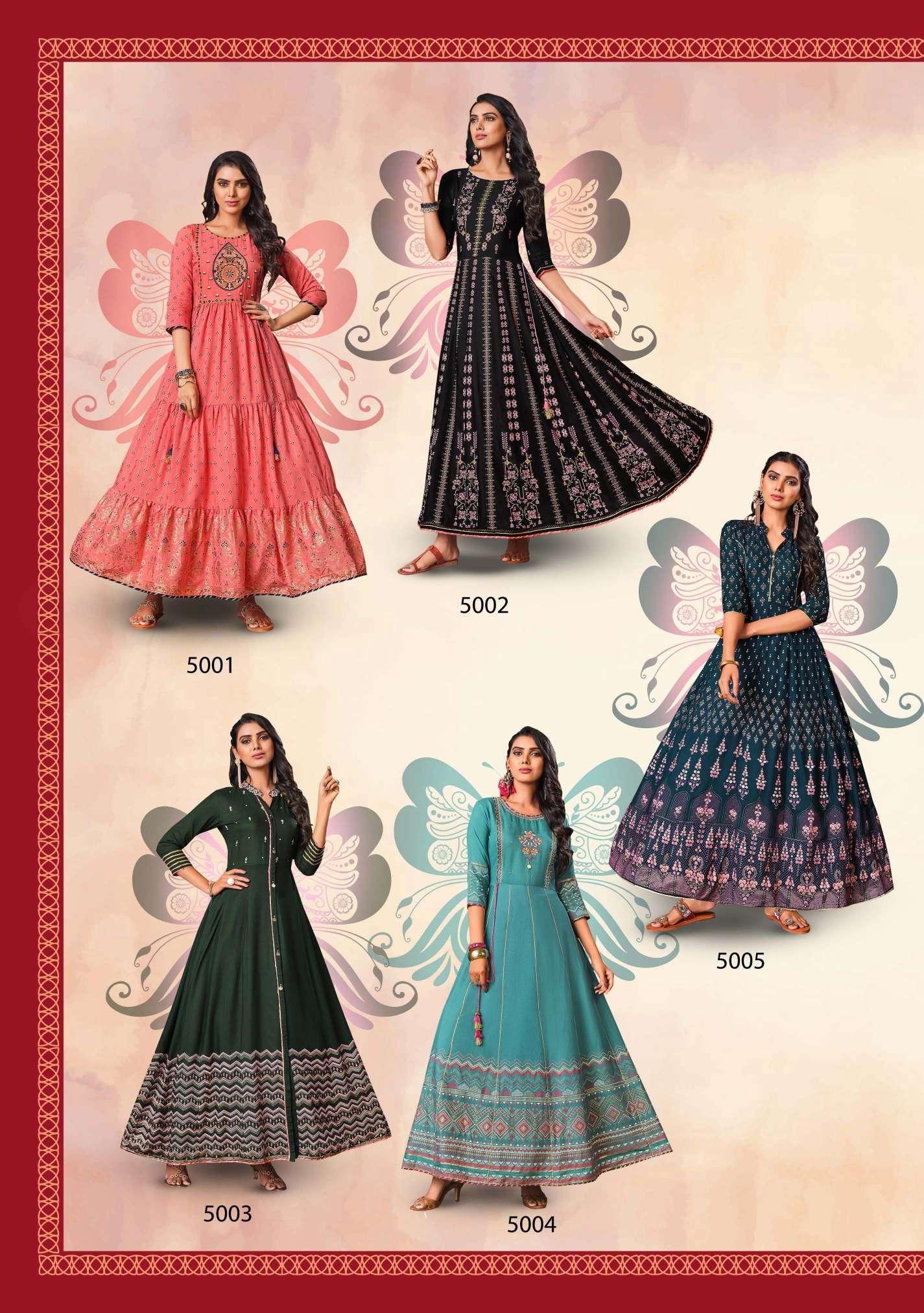 Kajal Style Fashion Colorbar  Vol 5 Fancy Wear Embroidery Work Ladies Gown  Kurti Catalog