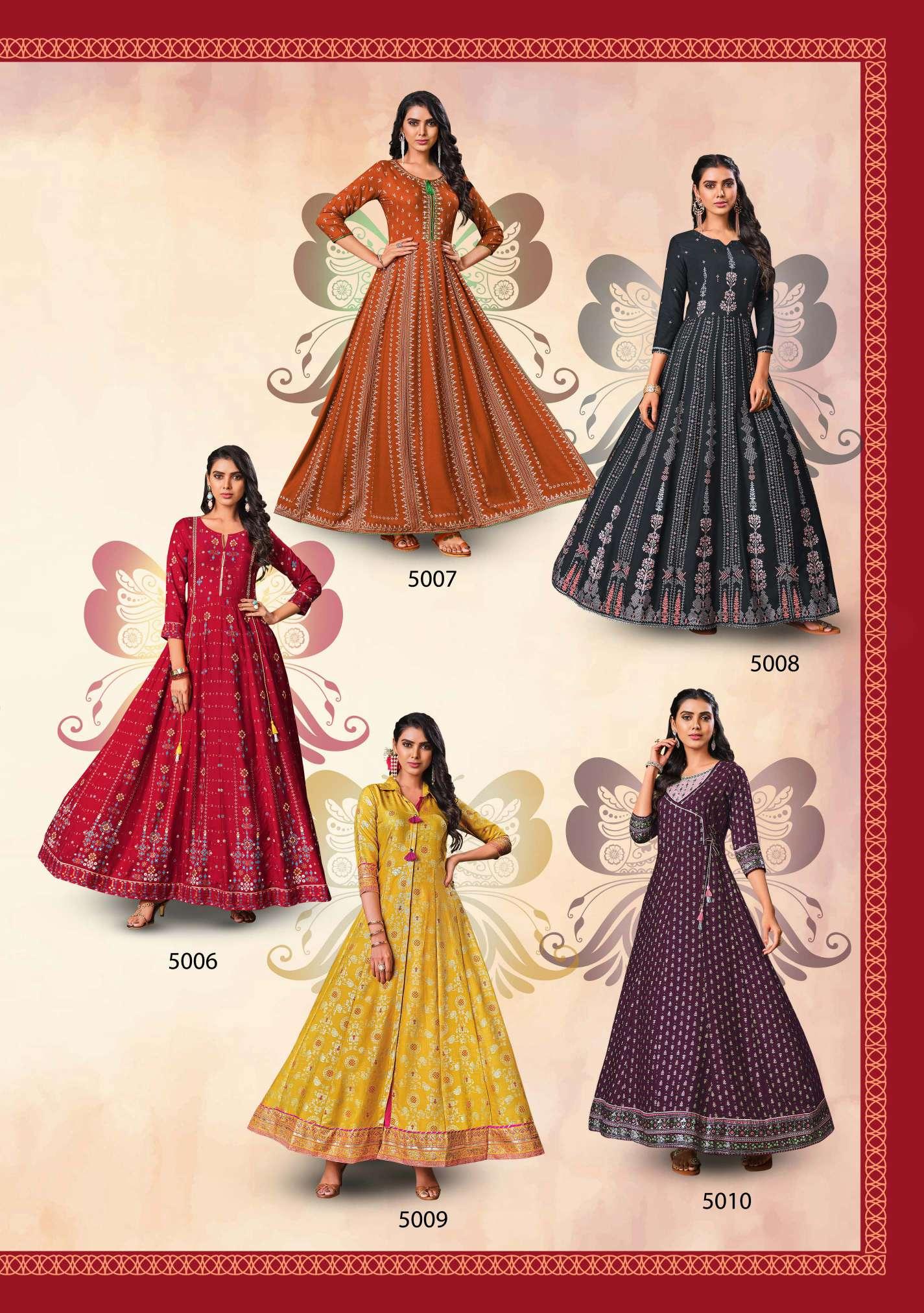 Kajal Style Fashion Colorbar  Vol 5 Fancy Wear Embroidery Work Ladies Gown  Kurti Catalog