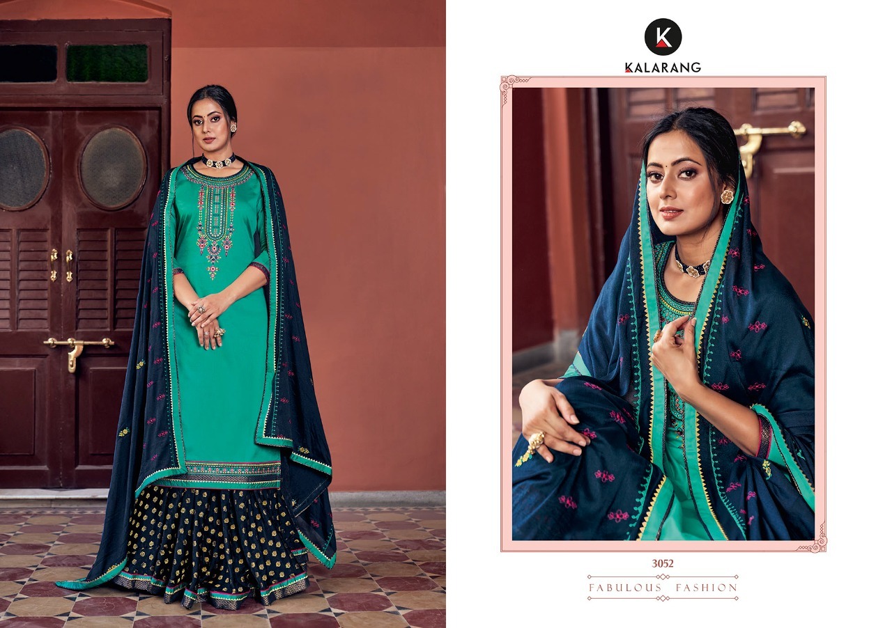 Kalarang Blackberry Silk Designer Embroidery Salwar Suits Catalog
