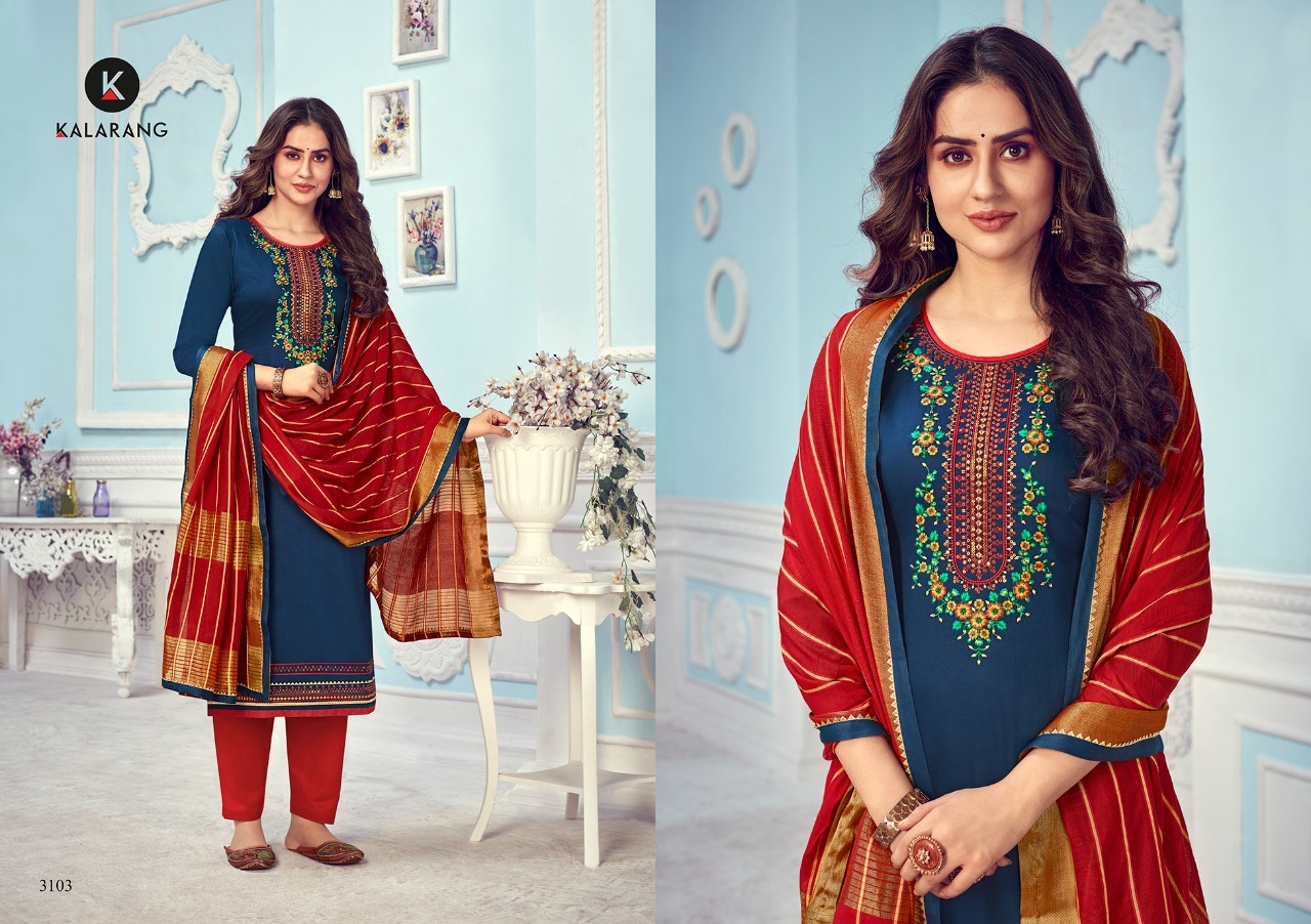Kalarang Mihika Designer Cotton Embroidery Salwar Suits Catalog