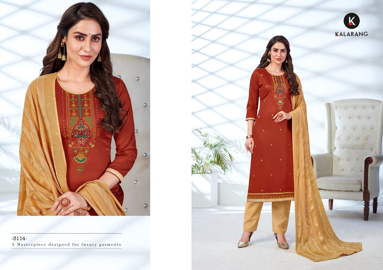 Kalarang Saloni Vol 7 Fancy Cotton Embroidery Salwar Suits Catalog
